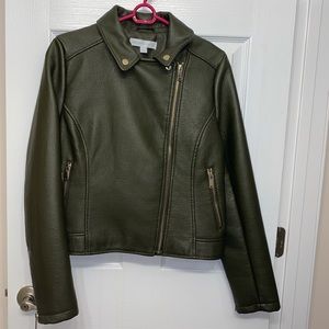 Olive faux leather jacket